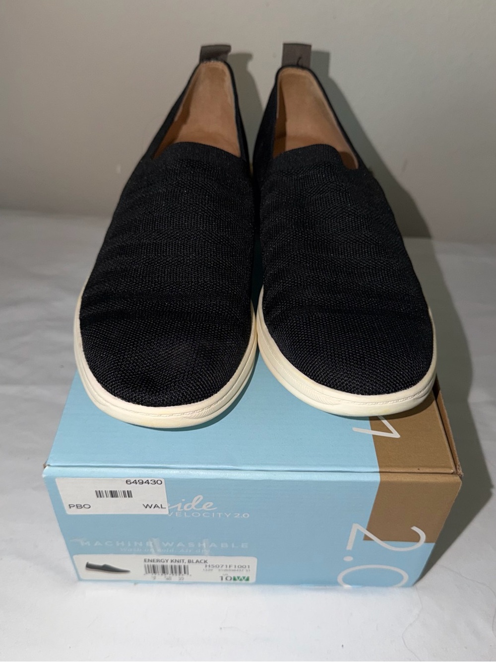 Life Stride Black Slip-On Knit Sneakers with White Sole